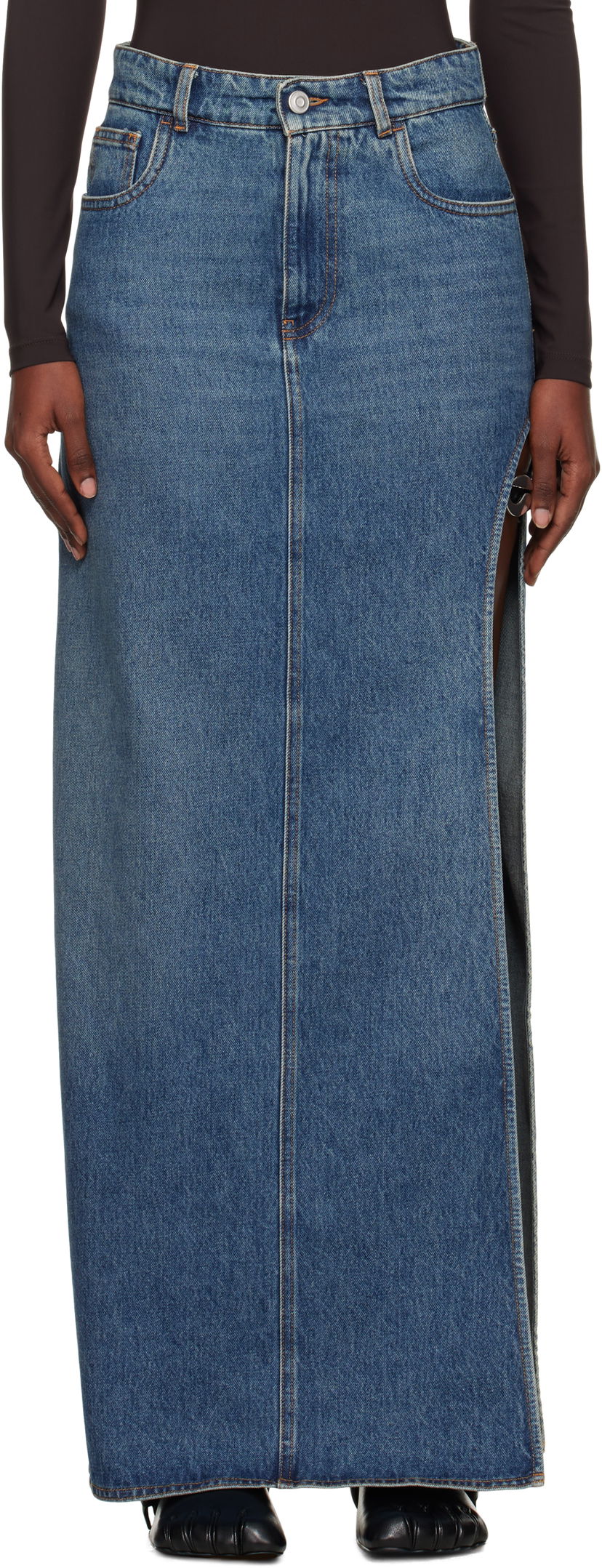 Kjol Coperni Coperni Garter Belt Denim Maxi Skirt Blå | COPJ101F2014