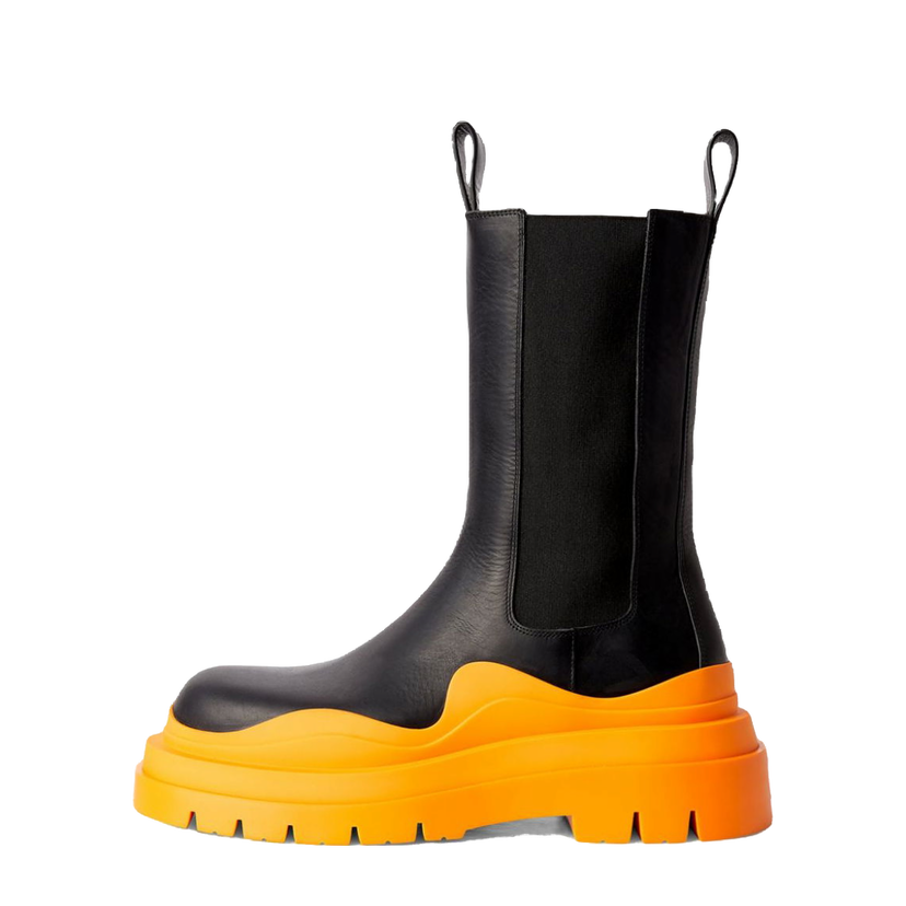 Sneakers och skor Bottega Veneta Leather Tire Chunky-Sole Chelsea Boot Svart | 630284VBS501384