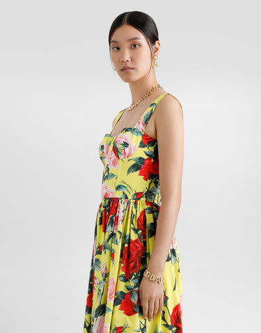 Klä Dolce & Gabbana Dolce & Gabbana Rose Print Cotton Midi Sundress Gul | F6ZT1THS5TFHG5JD, 3