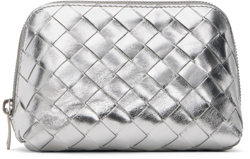 Plånbok Bottega Veneta Bottega Veneta Intrecciato Small Half-Moon Pouch Metallisk | 764044 V4P10
