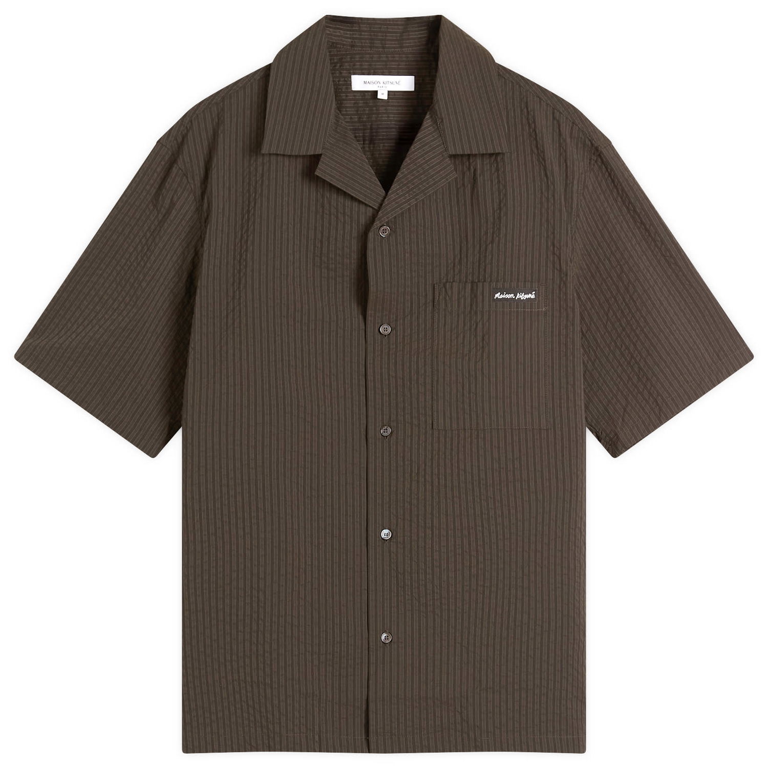Skjorta MAISON KITSUNÉ Maison Kitsuné Seersucker Resort Shirt, Size Large Brun | OM00421WC5032-P391, 1