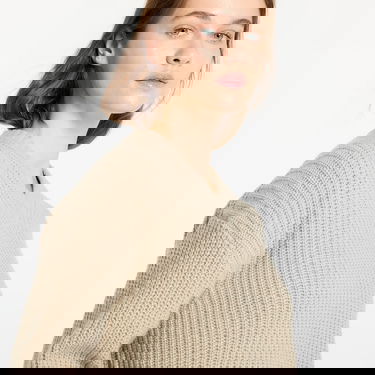 Sweater CALVIN KLEIN Chunky V-Neck Sweater Pelican Beige | J20J224635 PD7, 4