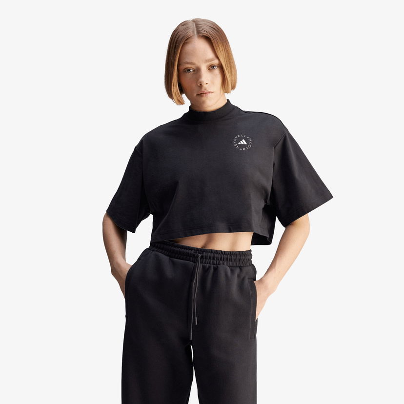 T-shirt adidas Originals Stella McCartney Cropped Mock Neck T-Shirt Svart | JJ0080
