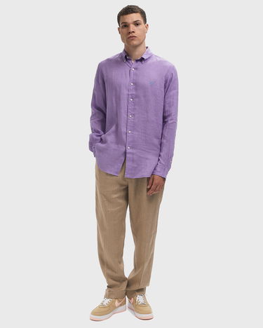 Skjorta Polo by Ralph Lauren Long Sleeve Linen Custom Fit Button-Down Sport Shirt Purpur | 710966294028, 2