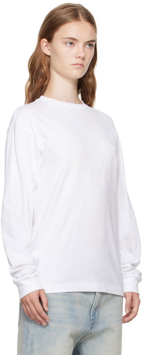 T-shirt We11done Pearl Bear Long Sleeve T-Shirt Vit | WD-TT2-24-781-U-WH, 1