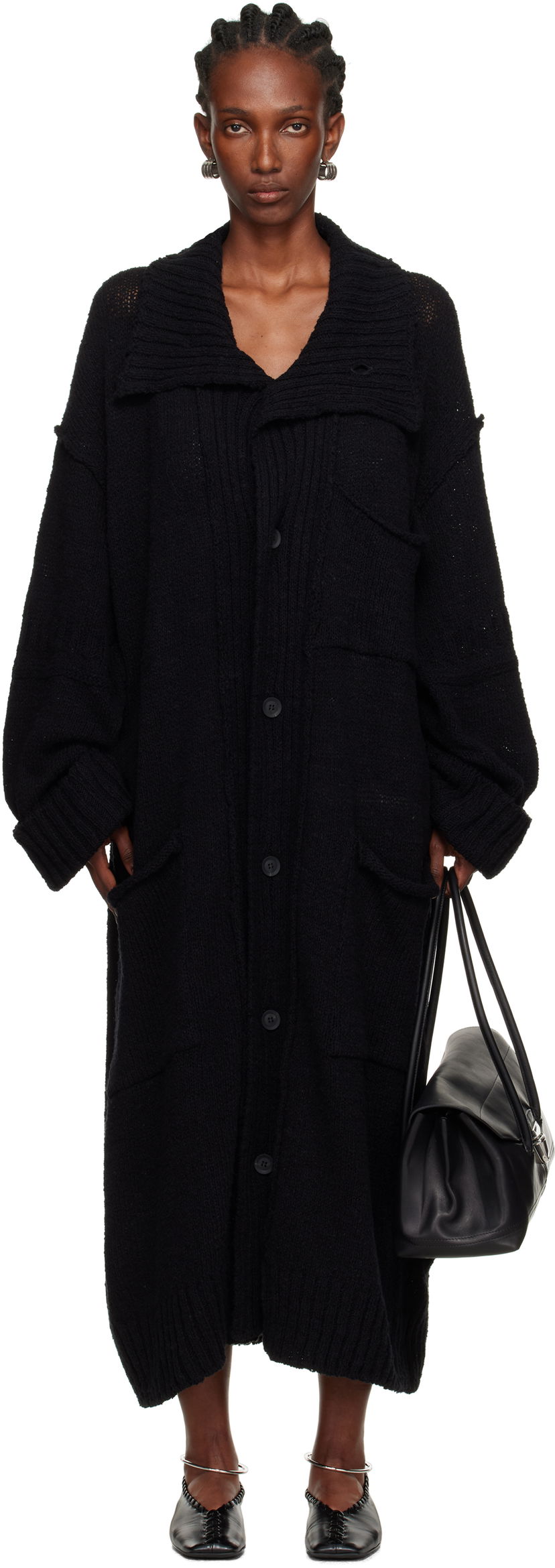 Sweater Yohji Yamamoto Yohji Yamamoto Plain Stitch Pocket Long Cardigan Svart | HL-K78-091