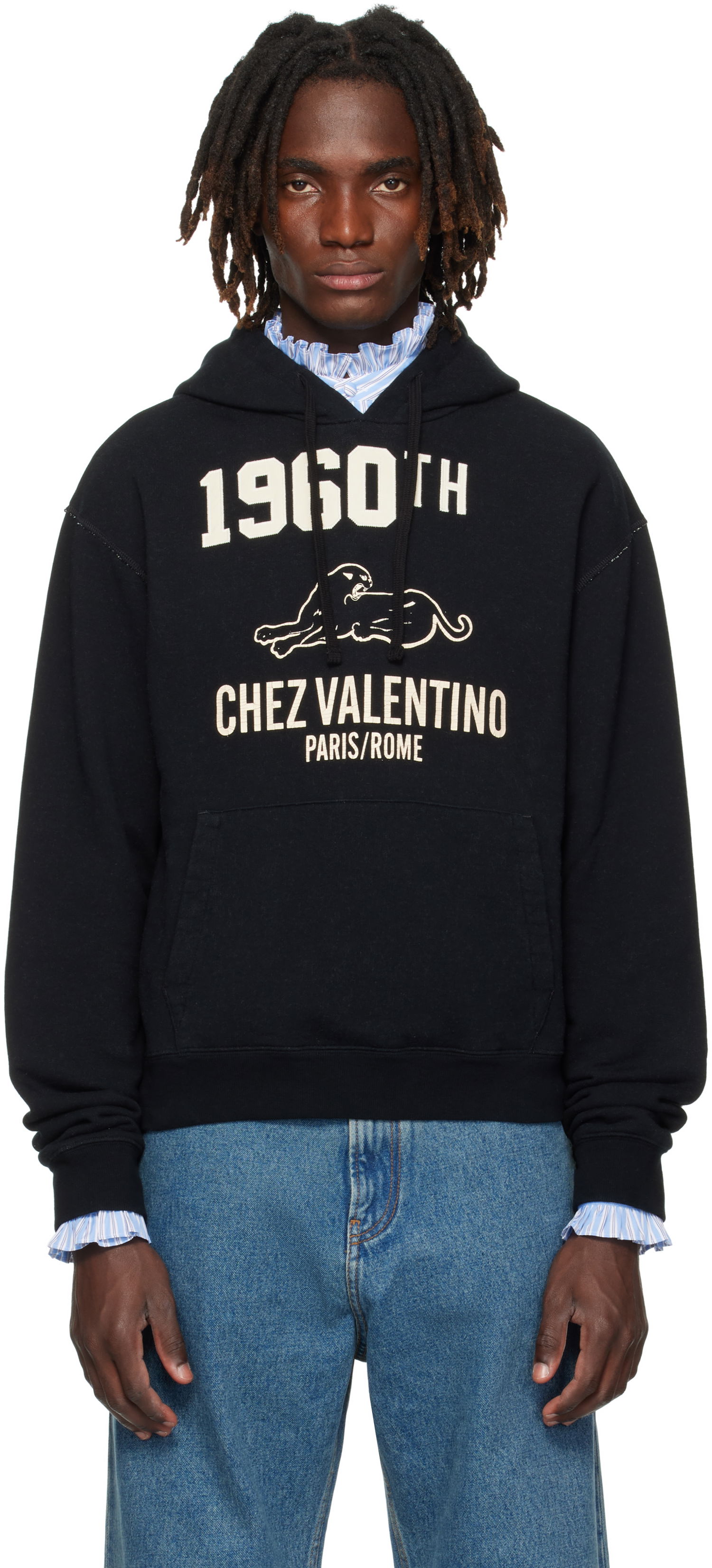 Sweatshirt Valentino Valentino 'Chez Valentino' Hoodie Svart | 7V3MF29MB1M, 0