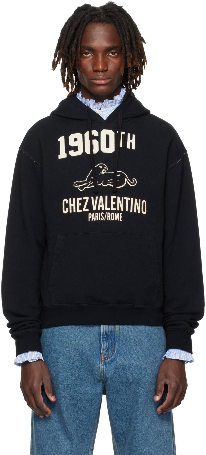 Sweatshirt Valentino Valentino 'Chez Valentino' Hoodie Svart | 7V3MF29MB1M