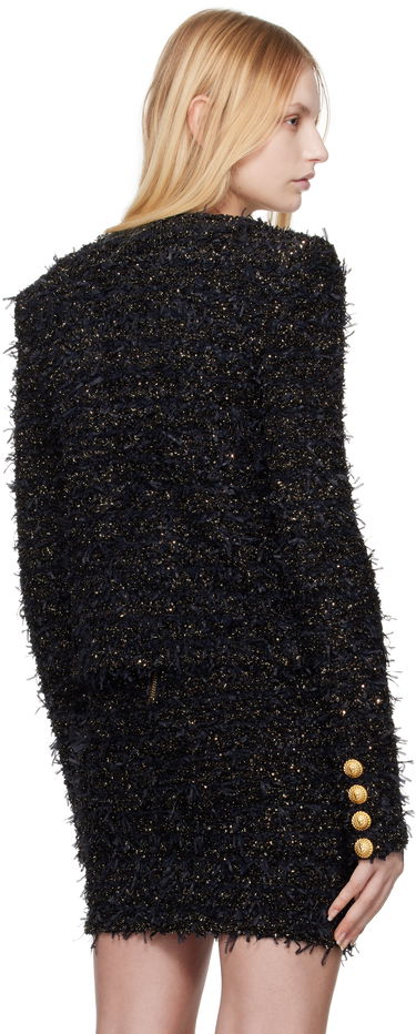Jacka Balmain Balmain Tweed Jacket with Gold-Tone Buttons Svart | EF1SK048KB19, 2