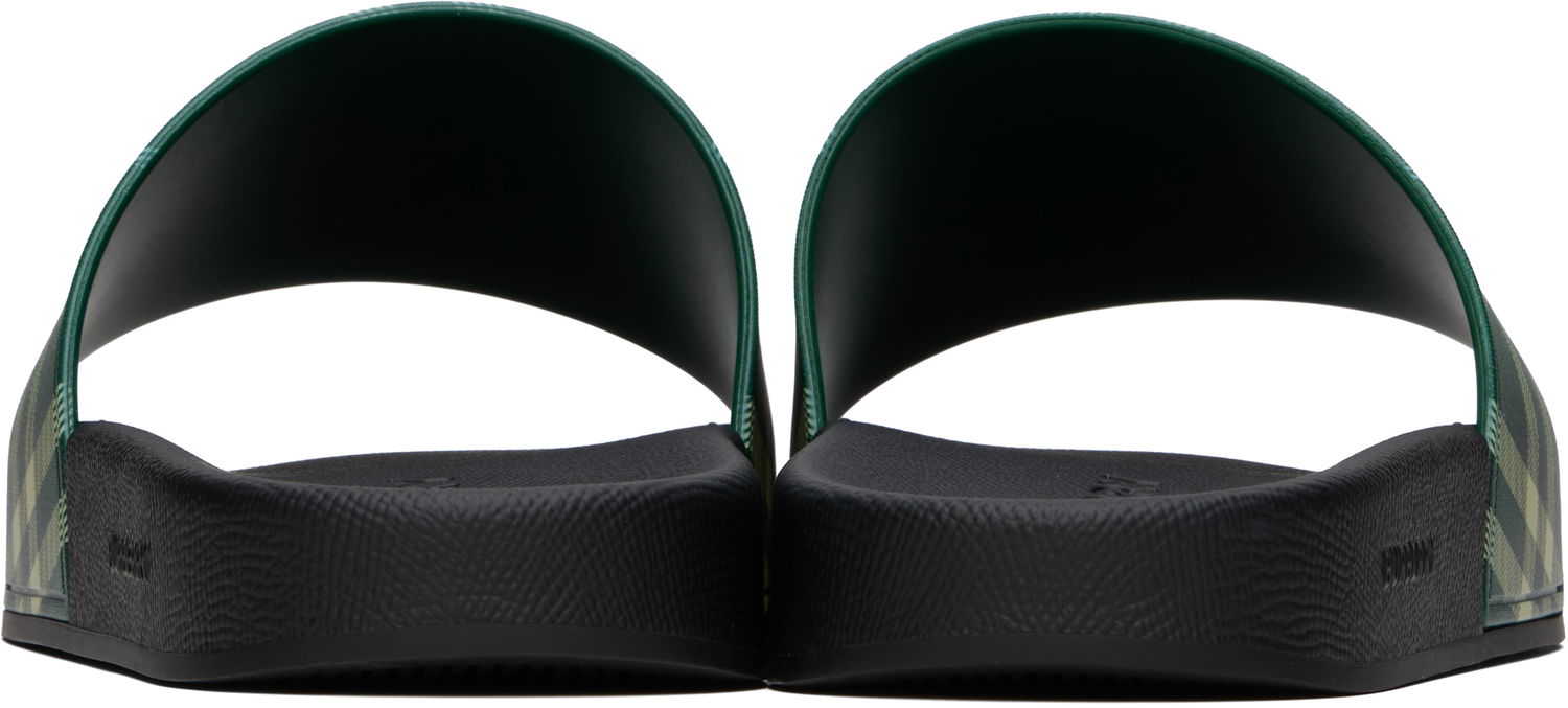 Tillbehör Burberry Burberry Check Pool Slides Grön | 8113264, 1