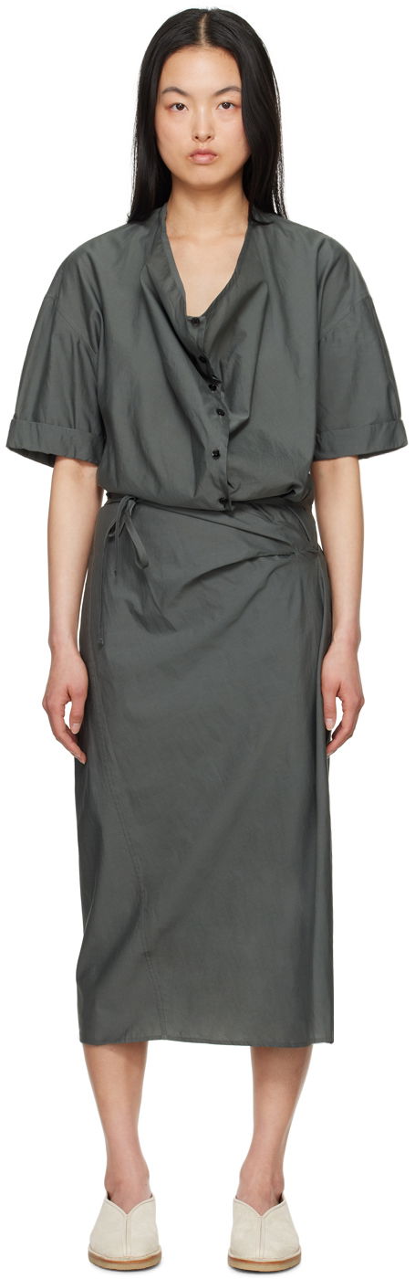 Klä LEMAIRE Lemaire Wrap Midi Dress Grön | DR1068 LF1209