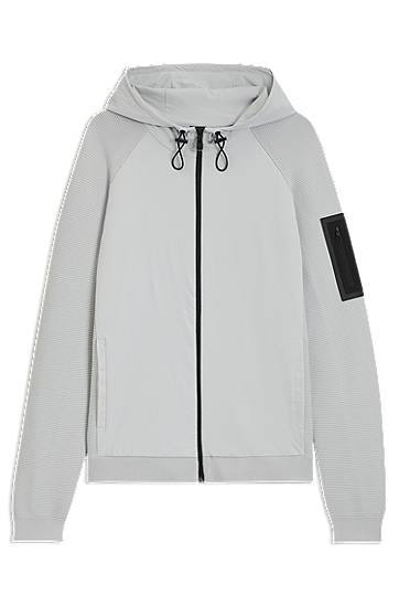 Jacka BOSS Comfort-Stretch Knit Hybrid Jacket Grå | 50541956