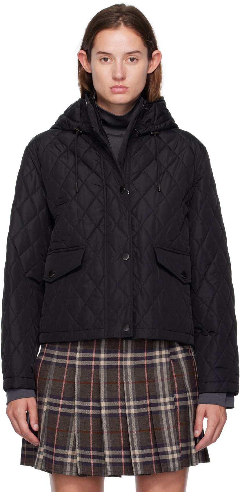 Jacka Burberry Burberry Pembroke Quilted Hooded Jacket Svart | 8113838