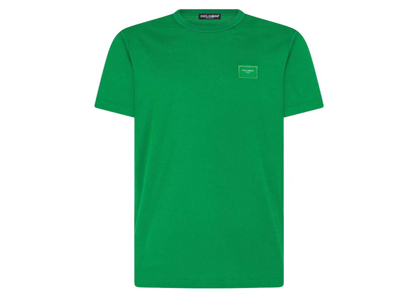 T-shirt Dolce & Gabbana Cotton Logoed Plaque T-shirt Green Grön | G8KJ9TFU7EQV0396