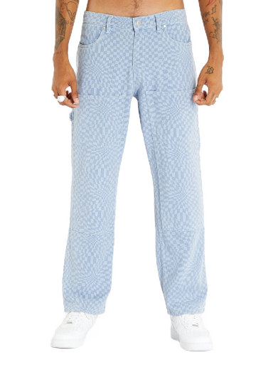 Byxor Pleasures Washy Double Knee Work Pants Blue Blå | P23F008 BLUE