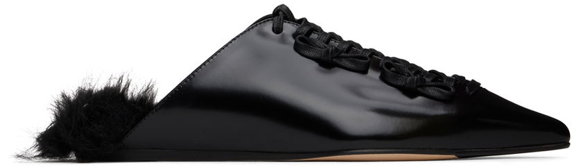 Kläder Simone Rocha Simone Rocha Pointed-Toe Faux-Fur Slippers Svart | PMP19F 0740