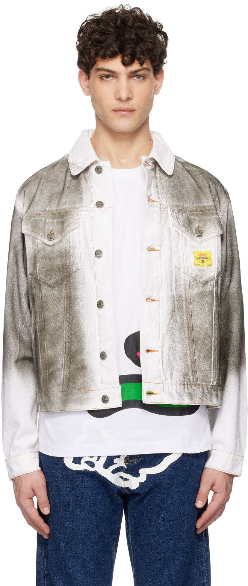 Jacka BBC IceCream ICECREAM Oil Stained Denim Trucker Jacket Grå | ICW008
