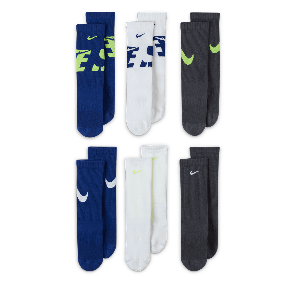 Strumpor Nike Everyday Cushioned Crew Graphic 6-Pack Socks Flerfärgad | SK0066-955, 0