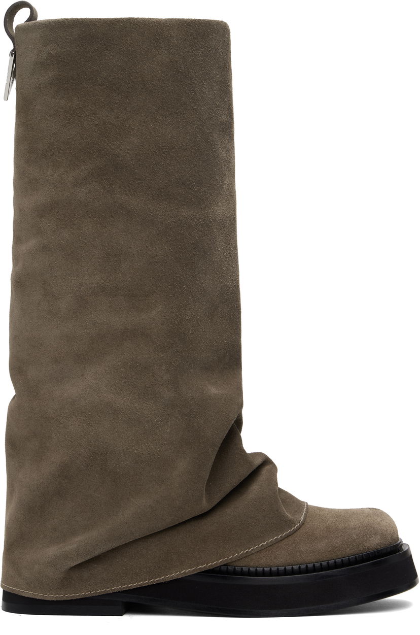 Kläder The Attico Attico Robin Suede Combat Boots Grå | 250WSH00798 LBT040AA