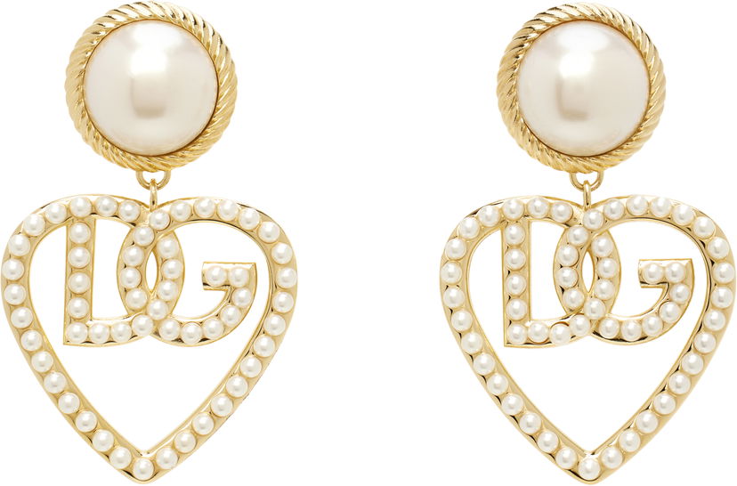 Örhängen Dolce & Gabbana DG Logo & Heart Pearl Earrings Metallisk | WEQ6L4 W1111