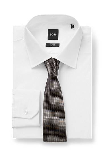 Tillbehör BOSS Micro Pattern Silk Tie Grå | 50544718, 1