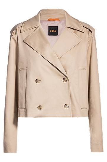 Trenchcoat BOSS BOSS Cropped Water-Repellent Stretch Cotton Trench Coat Beige | 50540718