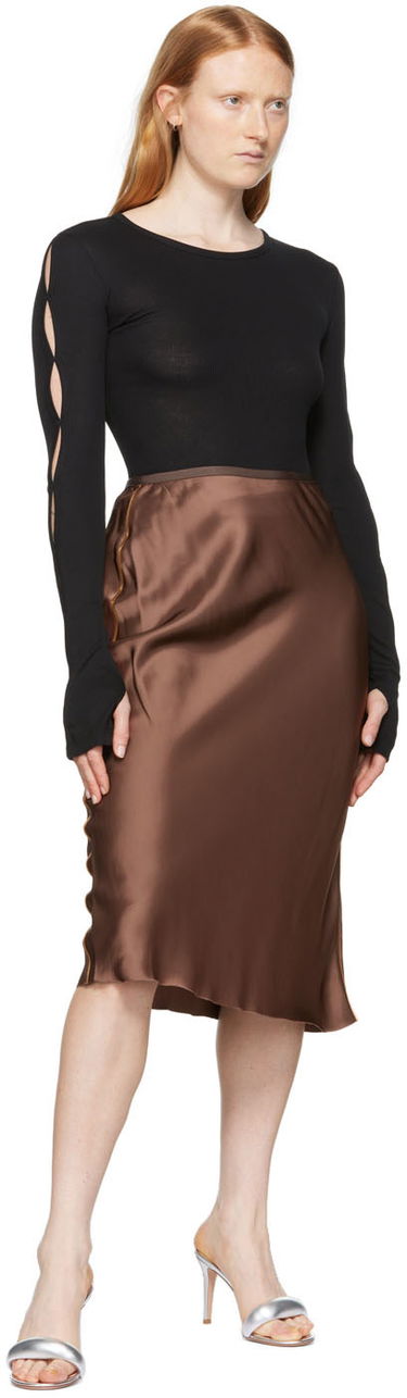 Kjol Helmut Lang Helmut Lang Slip Midi Skirt Brun | M04HW304, 3