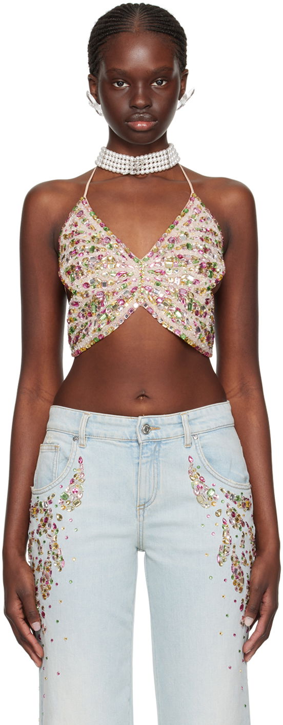 Linne Blumarine Blumarine Embellished Halter Top Flerfärgad | P422C265A