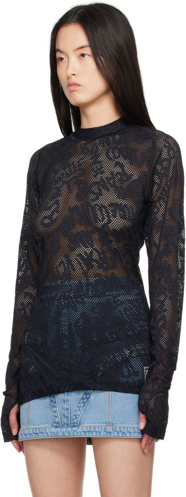 Sweater Versace Versace Jeans Couture Fishnet Long Sleeve T-Shirt Svart | E78GAH611_EJ0200, 3