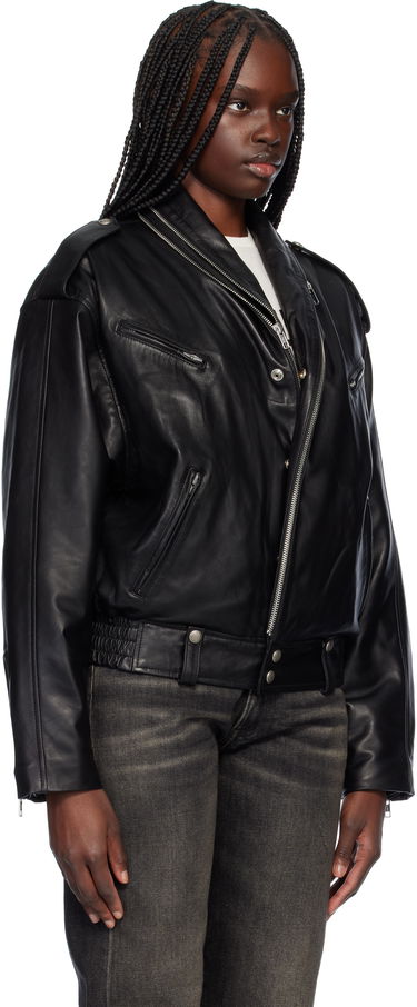 Bomberjacka R13 R13 Zip Collar Motorcycle Leather Jacket Svart | R13WR344-R450B, 1