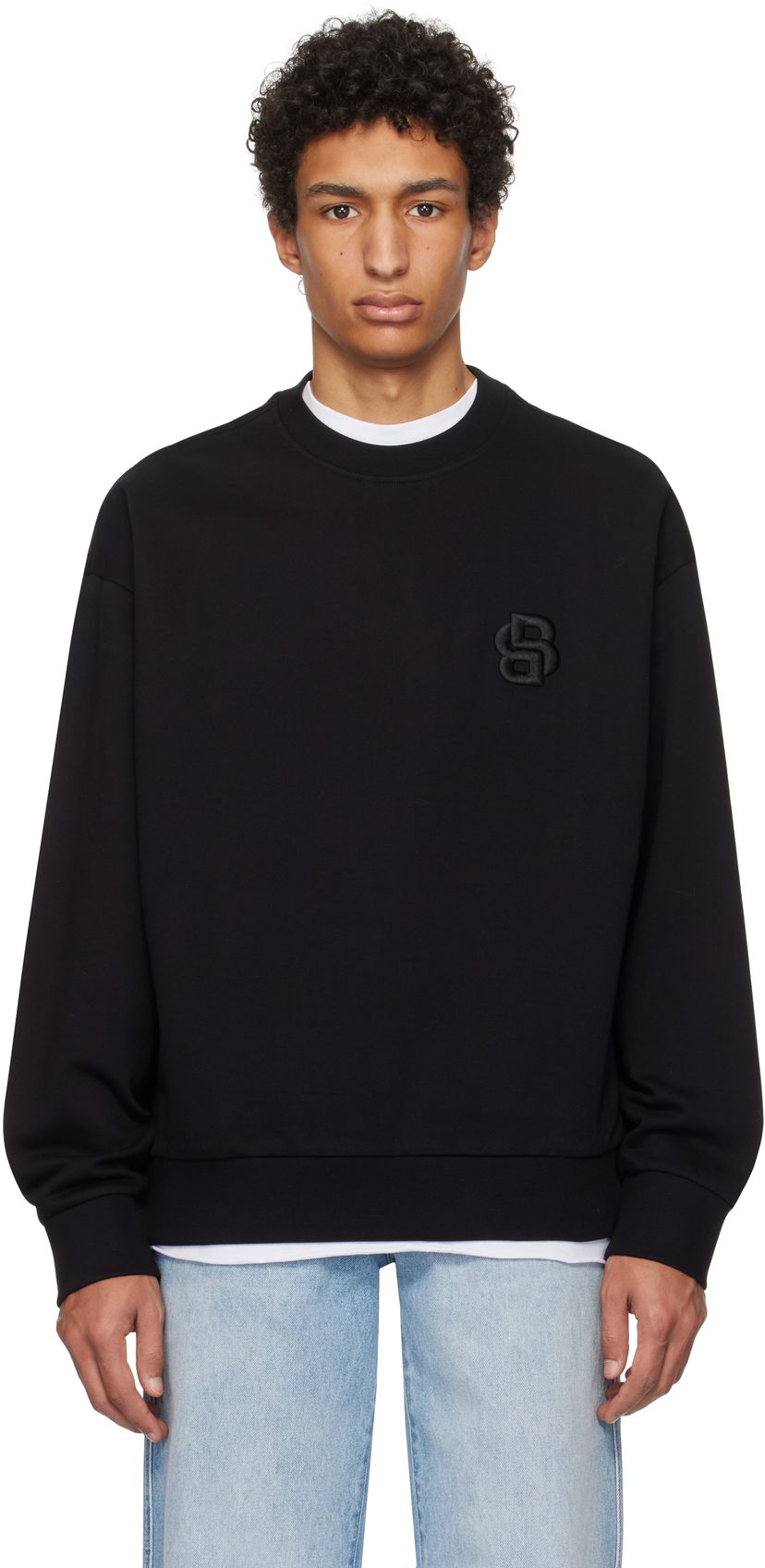 Sweater BOSS Mercerized Cotton Sweatshirt Svart | 50533075
