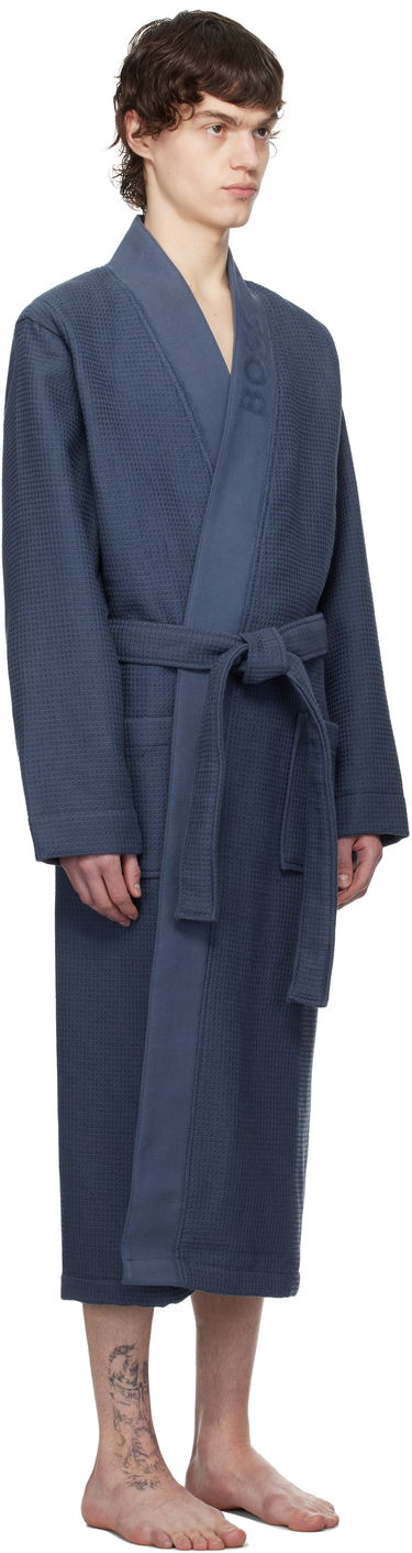 Pyjamas BOSS BOSS Waffle-Structure Dressing Robe Blå | 50469787, 1