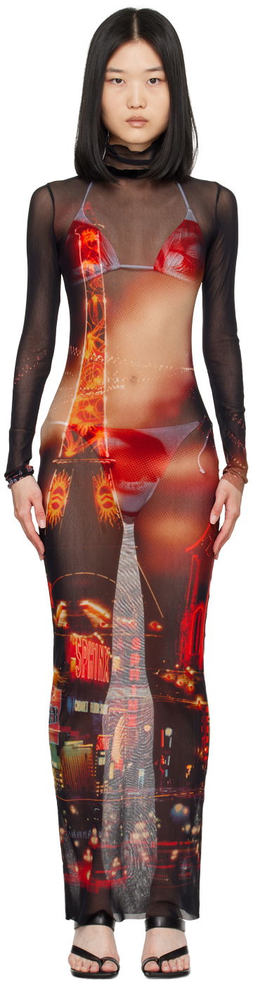 Klä Jean Paul Gaultier Jean Paul Gaultier 'The Pigalle' Mesh Maxi Dress Flerfärgad | 24/30-F-RO247-T552-00301550