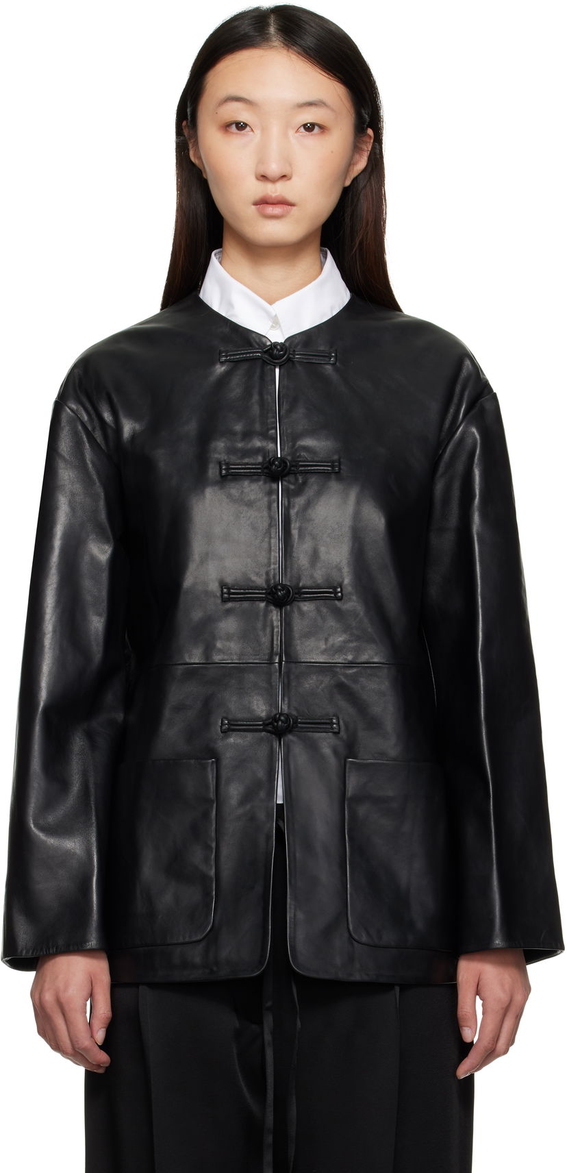 Jacka Róhe Róhe Mandarin Leather Jacket Svart | 416-11-073