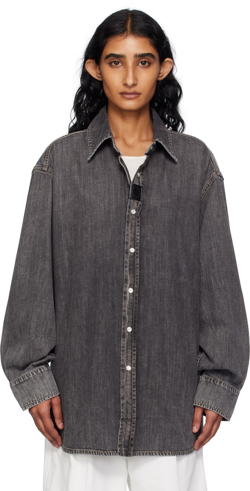 Skjorta Stella McCartney Stella McCartney Lightweight Denim Shirt Grå | 6D03973SQH31