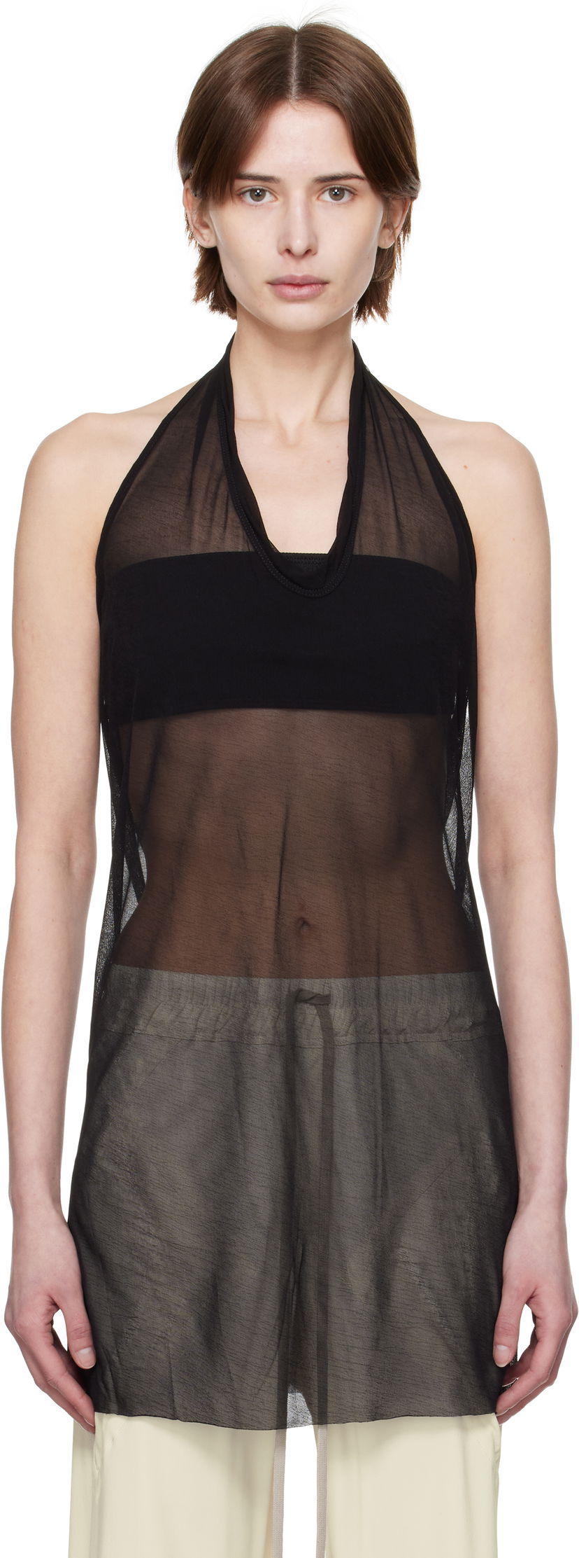 Linne Rick Owens Rick Owens Hollywood Halter Tank Top Svart | RP01E7108 JCR