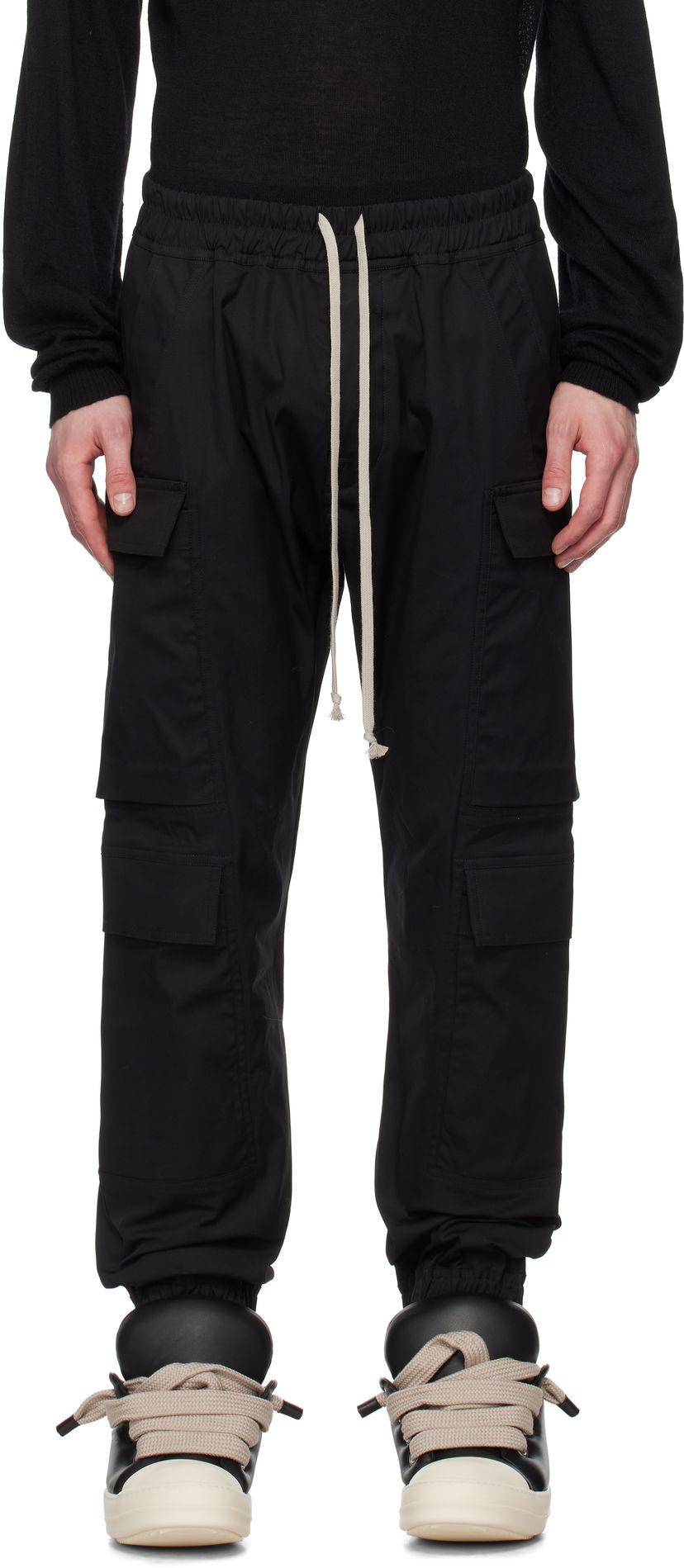 Cargo byxor Rick Owens Rick Owens Hollywood Mastodon Megacargo Pants Svart | RU01E5337 TE