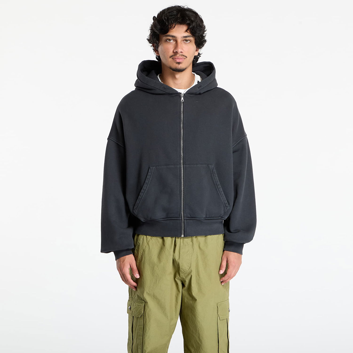 Sweatshirt Palm Angels Palm Angels GD Curved Logo Zip Hoodie Svart | PMBE02AF25FLE0021310, 0