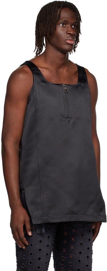 Linne We11done We11done Zip-Front Satin Tank Top Svart | WD-BL1-22-129-M-BK, 1