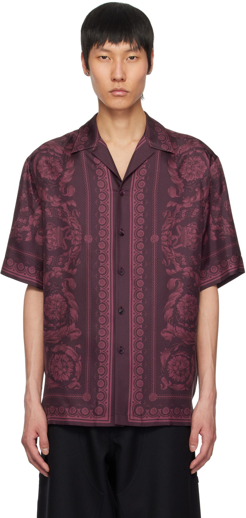 Skjorta Versace Versace Barocco Silk Shirt Purpur | 1003926_1A13557