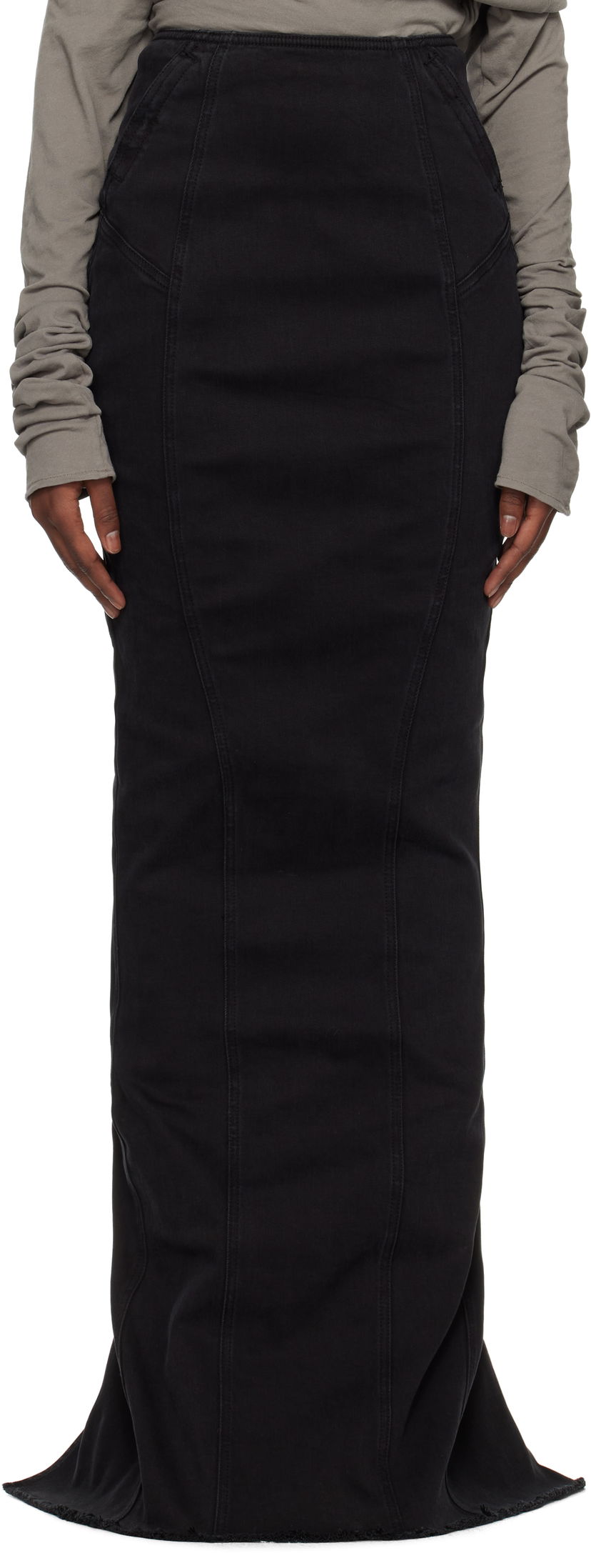Kjol Entire Studios Channel Denim Maxi Skirt Svart | ES2572MA