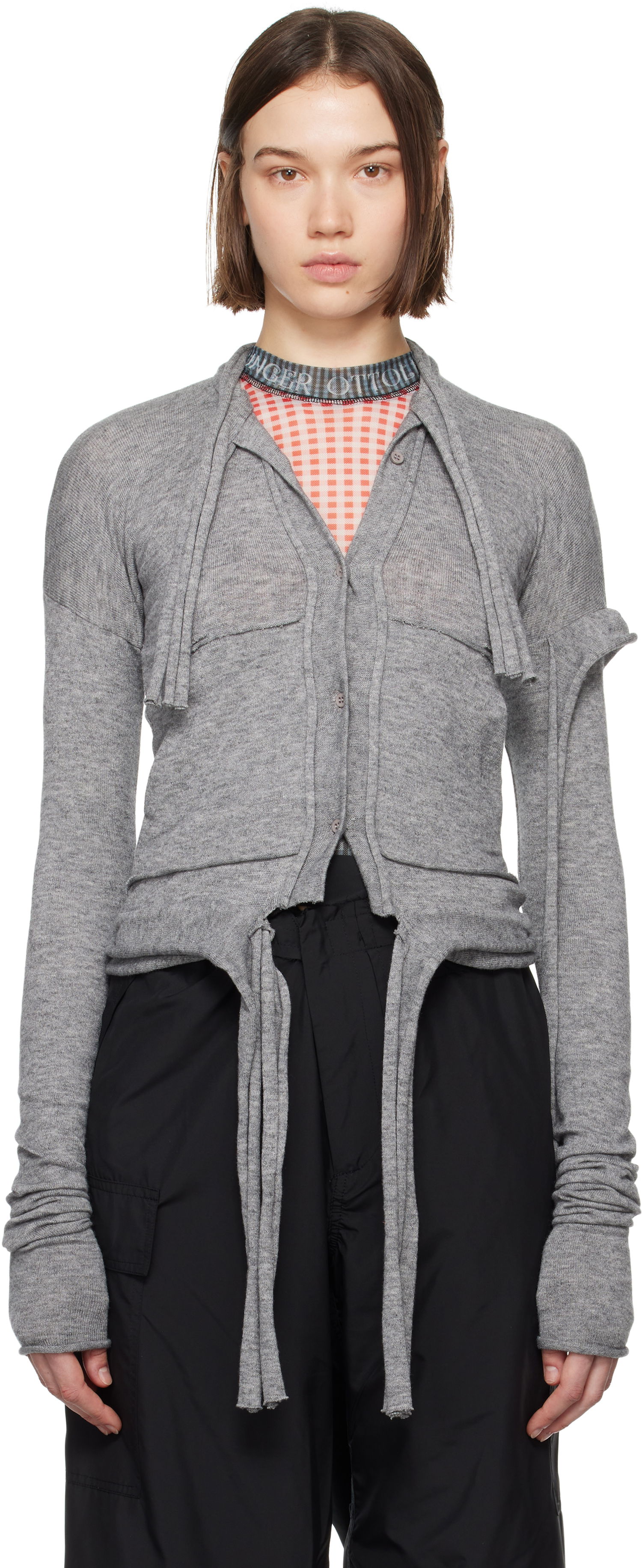 Sweater Ottolinger Ottolinger Strappy Knit Cardigan Grå | 2204020311, 0