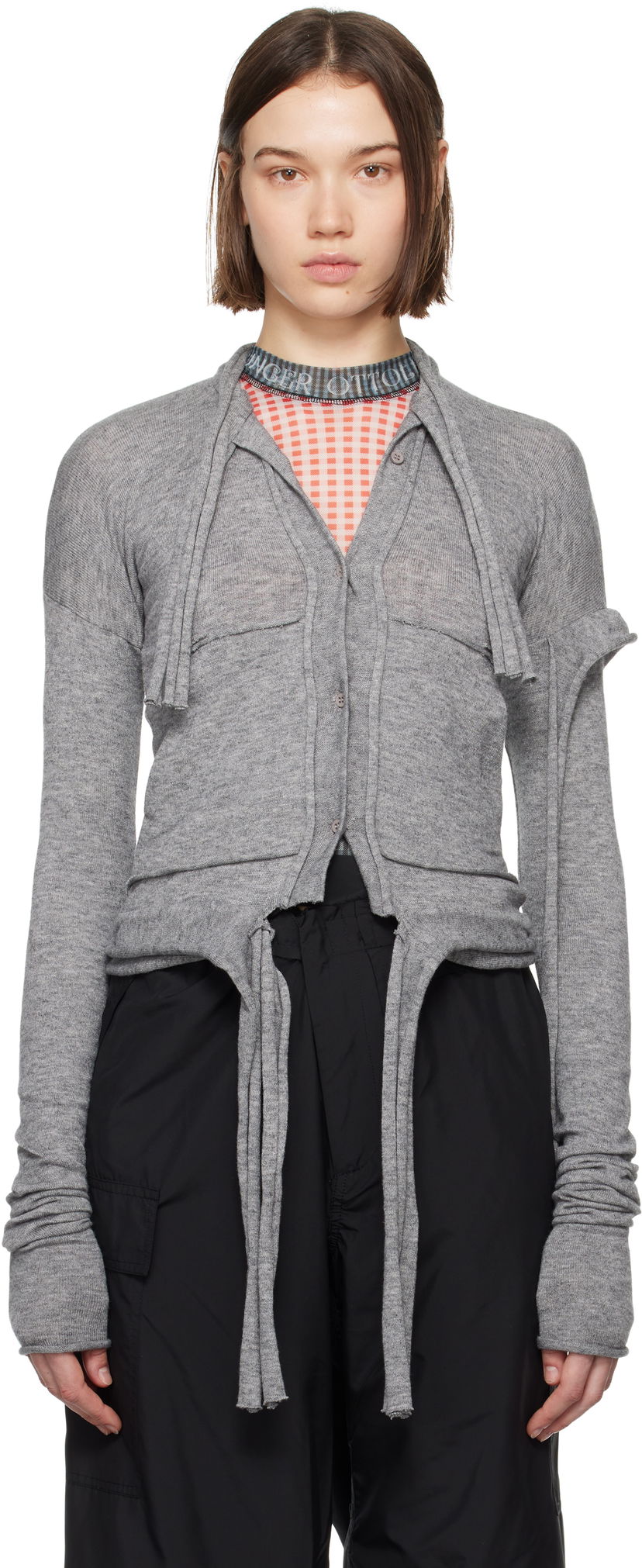 Sweater Ottolinger Ottolinger Strappy Knit Cardigan Grå | 2204020311
