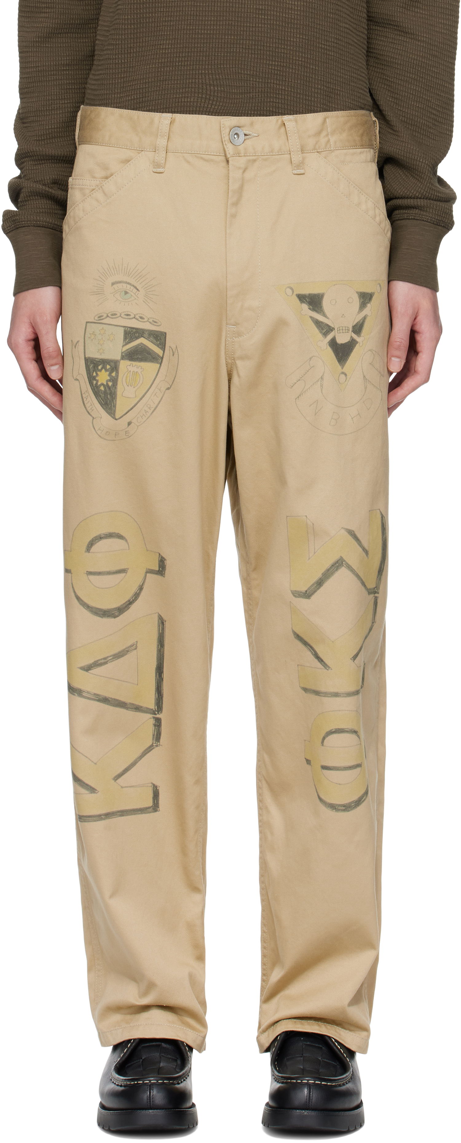 Byxor Neighborhood Neighborhood Memorial Utility Trousers Beige | 251AQNH-PTM03, 0