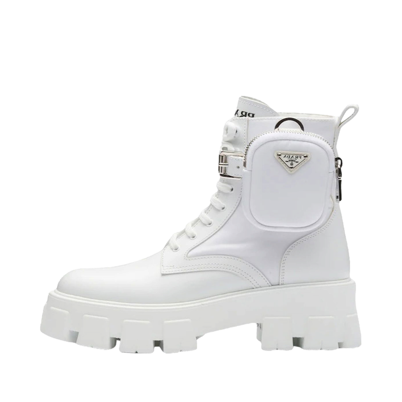 Sneakers och skor Prada Monolith 55mm Pouch Ankle Boots White Leather Vit | 1T255M_3LJS_F0009_F_B055