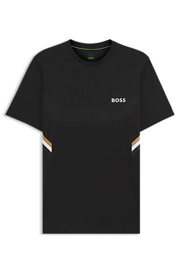 T-shirt BOSS Slim-Fit Active T-Shirt with Moisture Management Svart | 50543329