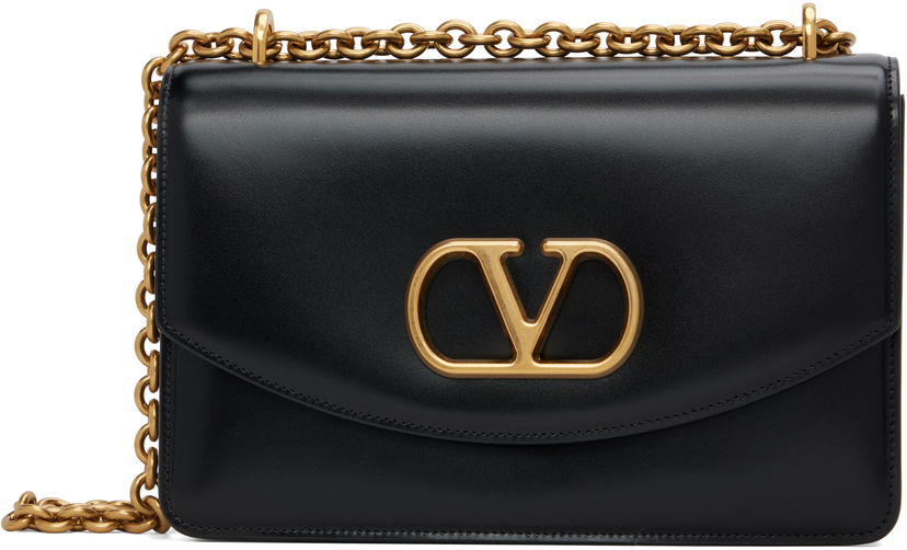 Axelväska Valentino Valentino Garavani Logo Calfskin Shoulder Bag Svart | 7Y2B0R16GCB
