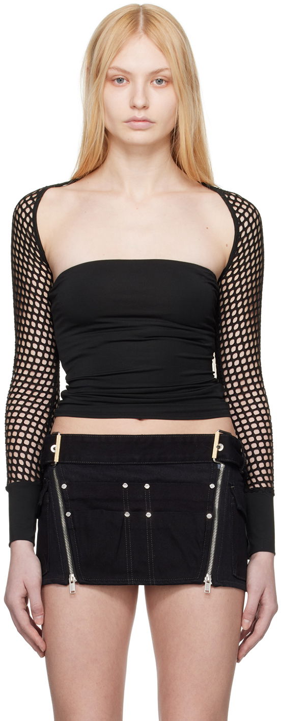 Kjol Miaou Miaou Iris Fishnet Long Sleeve Top Svart | 7112TJBBLK