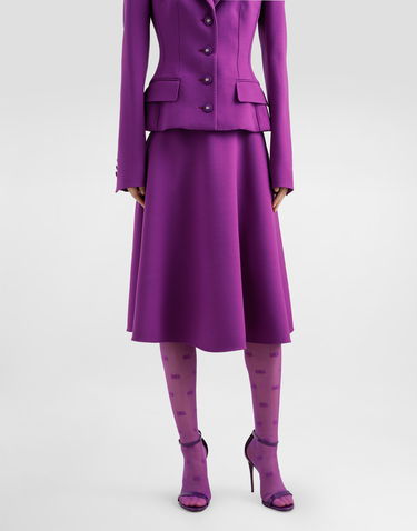 Kjol Dolce & Gabbana Dolce & Gabbana Double Crêpe Wool Midi A-Line Skirt Purpur | F4C02TFU2L8F0571, 3