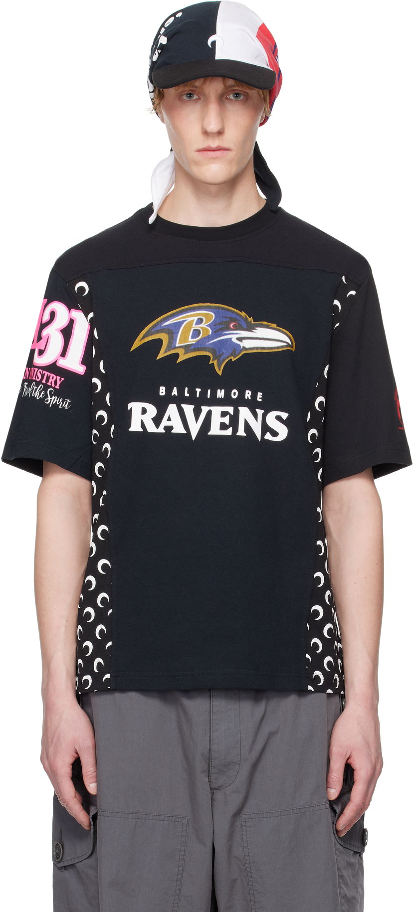 T-shirt Marine Serre Marine Serre Ravens Graphic T-Shirt Svart | MTT093A UJER0003